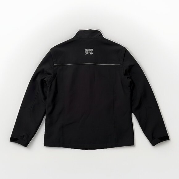 Coke Cola Bottling Co Black Men’s Jacket Sz XXL Reg Pockets Zip Up American Flag - Picture 2 of 6